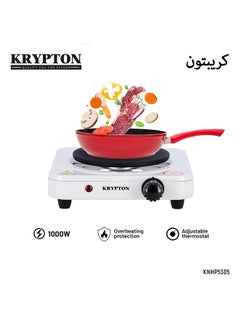 KRYPTON Electric Single Hot Plate with Adjustable Thermostat and Overheat Protection, Ideal for Boiling, Sautéing, Frying and Other Cooking Tasks 1000 W KNHP5305 White  - Image 1