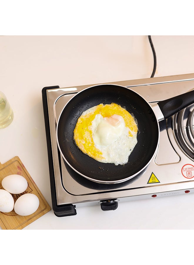 KRYPTON Stainless Steel Double Burner Hot Plate with Adjustable Temperature Control, Auto-thermostat, Operating on/off Indicator Light, Overheat Protection 2000 W KNHP5310 Silver - Image 5