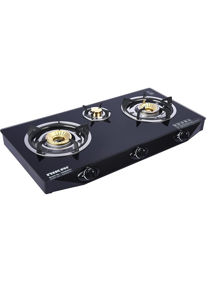NIKAI - 3 burner glass finish gas stove NG9093K1 Black - Image 1