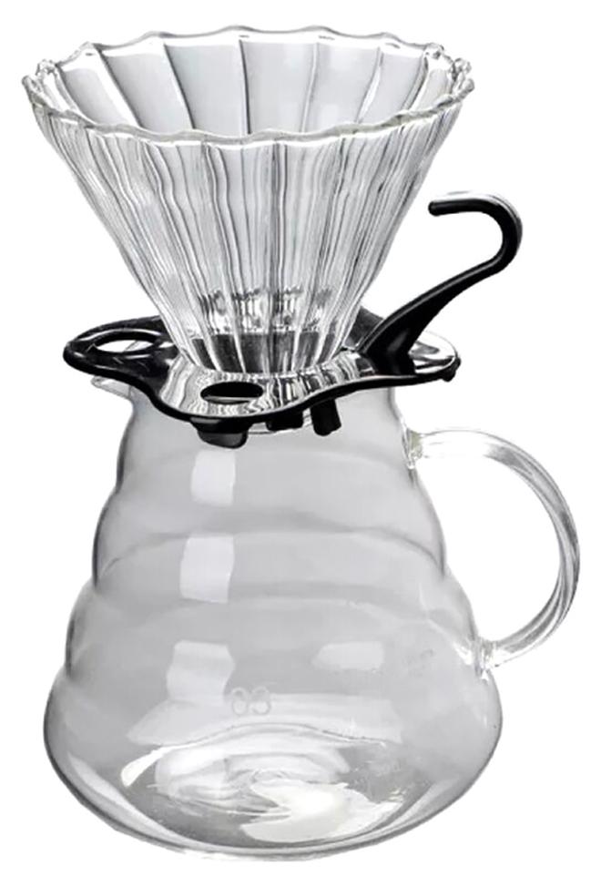 East Lady V60 Manual Coffee Share Pot With Filter Glass Clear - Image 1