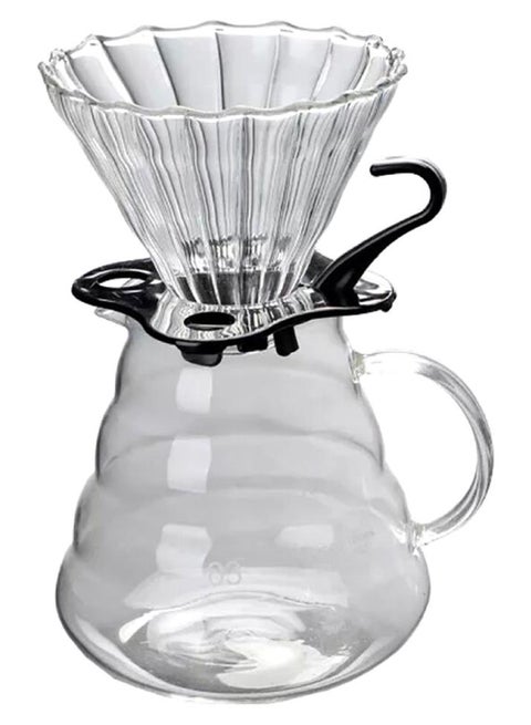 V60 Manual Coffee Share Pot With Filter Glass Clear