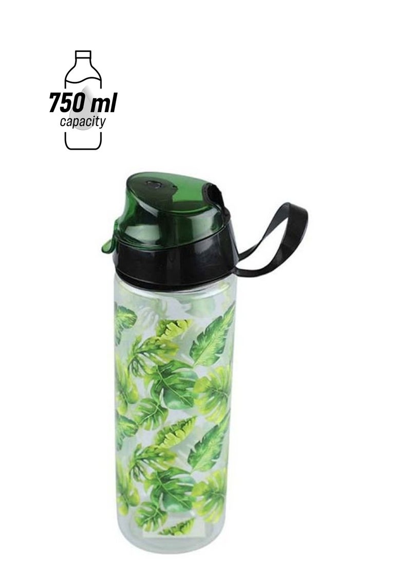 HEREVIN Plastic Sports Water Bottle Green/Black/Clear 5x5x18cm - Image 1