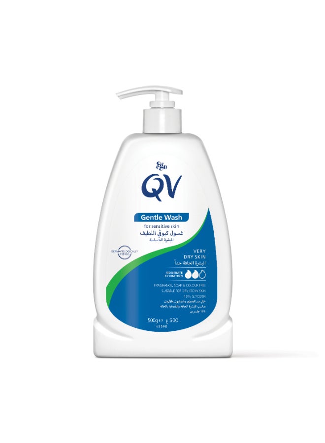 QV Gentle Wash Soap Free Face & Body Cleanser (500ml) - for Dry & Sensitive Skin, Hydrating Non Comedogenic Daily Shower Wash, Mild Foaming Fragrance Free Makeup Removing Cleanser 500ml - Image 2