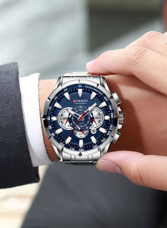 كارين ساعة يد كرونوغراف بسوار من الستانلس ستيل طراز J4211- مقاس 48 مم - لون فضي للرجال - Image 3