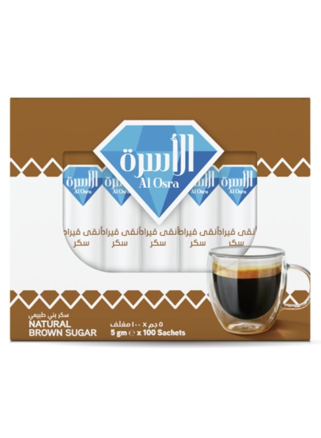 Al Osra Brown Sugar Sachet 5grams Pack of 100  - Image 1