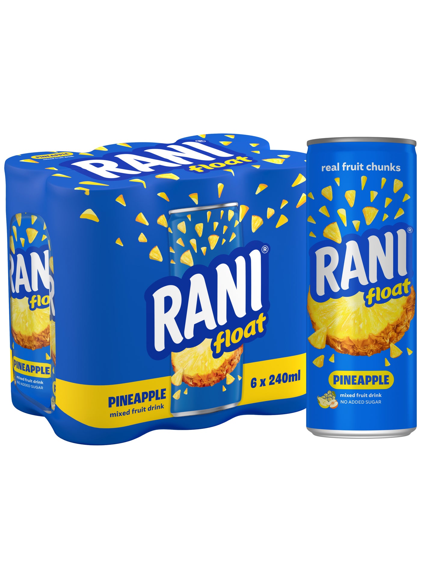 Rani Float Pineapple, No Added Sugar, 100% Fruit Juice Pineapple 240ml Pack of 6