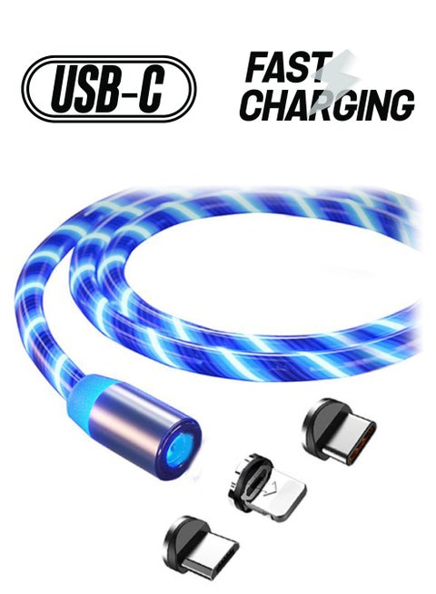Magnetic Fast Charging Mobile Phone LED Cable Blue