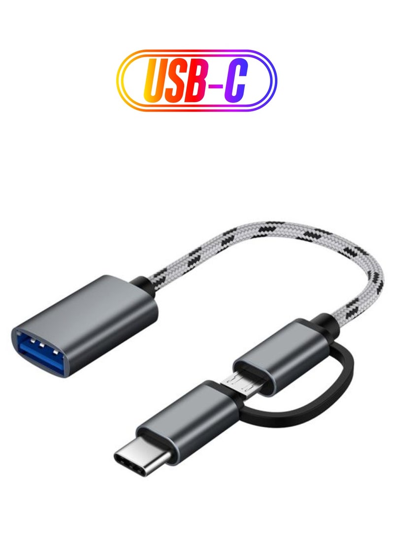 Generic - 2-In-1 OTG Type-C Micro USB Cable Grey - Image 1