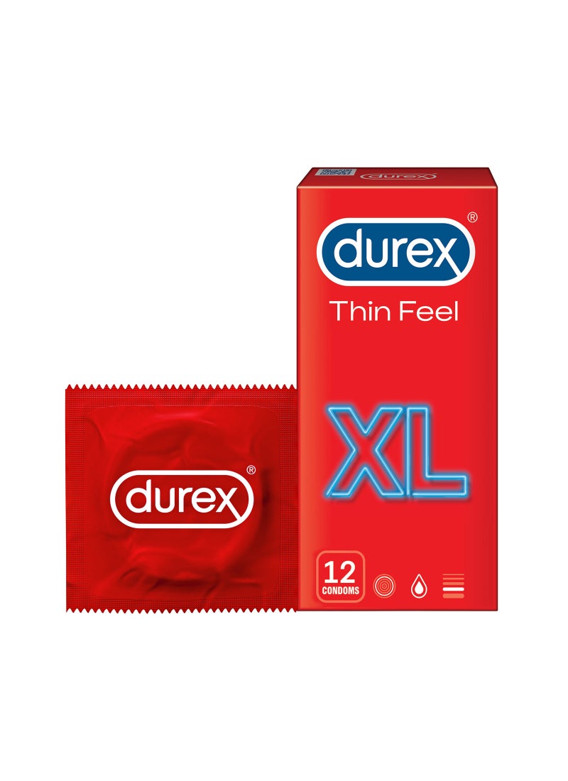 Durex Thin Feel xl Lubricated Condoms For Men 12 Pieces  - Image 1