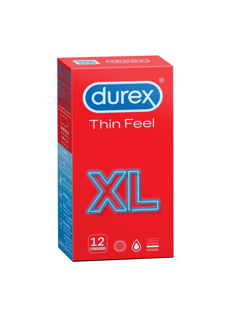 Durex Thin Feel xl Lubricated Condoms For Men 12 Pieces  - Image 1