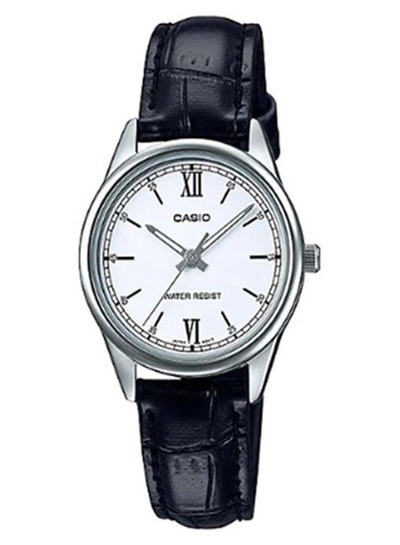 كاسيو ساعة يد بعقارب وسوار من الجلد طراز LTP-V005L-7B2UDF - مقاس 34 مم - لون أسود للنساء - Image 1