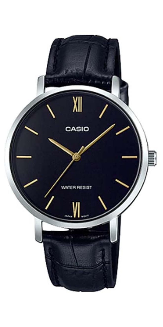 كاسيو ساعة يد بعقارب وسوار من الجلد طراز LT- 01L-1BUDF - مقاس 33 مم - لون أسود للنساء - Image 1