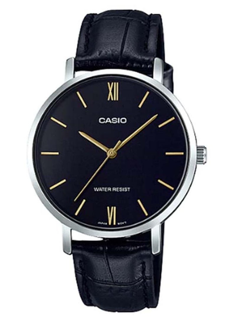 CASIO Women's Leather Analog Wrist Watch LTP-VT01L-1BUDF - 33 mm - Black - Image 1