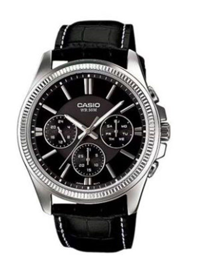 CASIO Men's Leather Analog Wrist Watch MTP-1375L-1AVDF - Image 1
