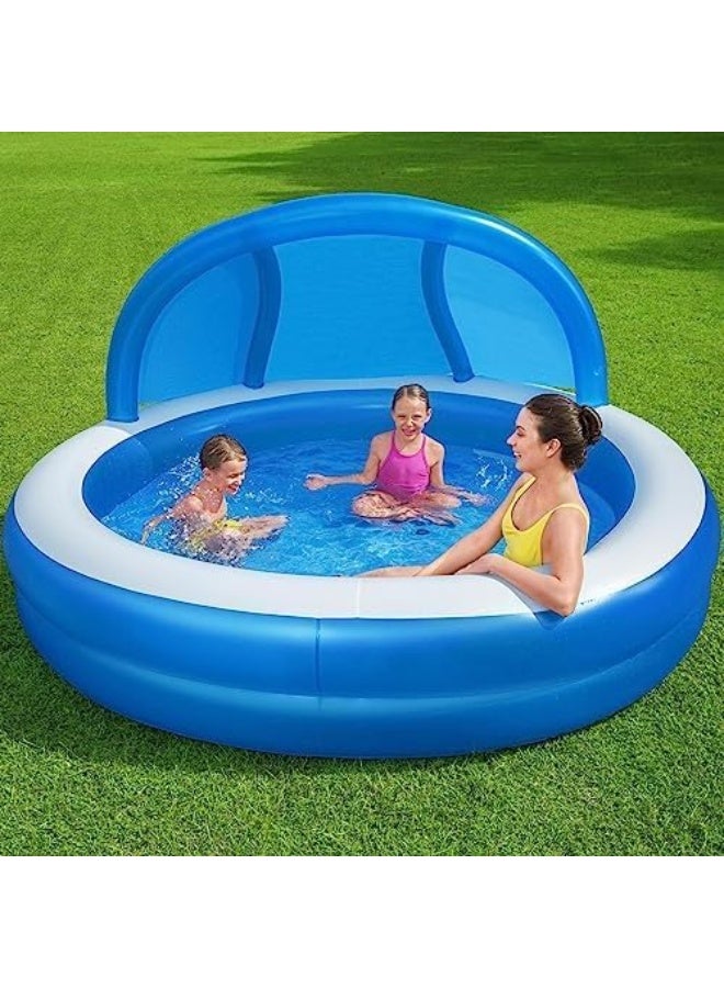 بست واي حمام سباحة عائلي قابل للنفخ في أيام الصيف مع مظلة للأشعة فوق البنفسجية مع رقعة إصلاح - Image 4