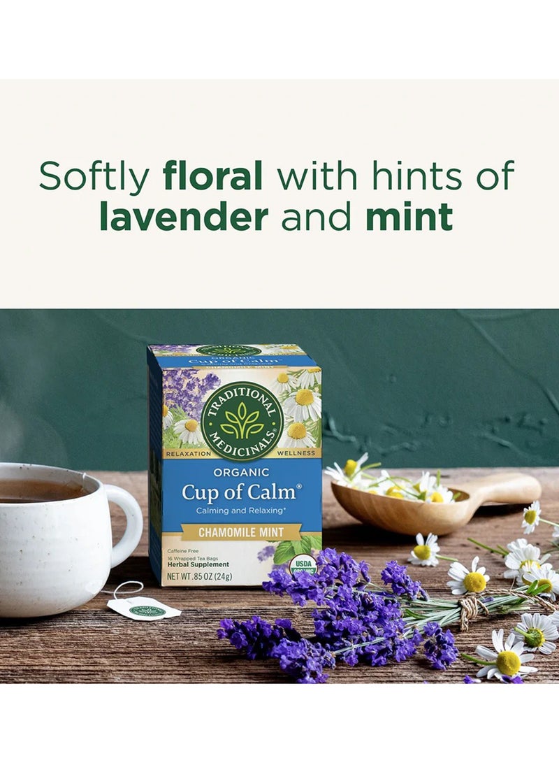 Traditional Medicinals Organic Cup of Calm, Ideal for Calming and Relaxing, Caffeine Free, 16 Tea Bags  - Image 3