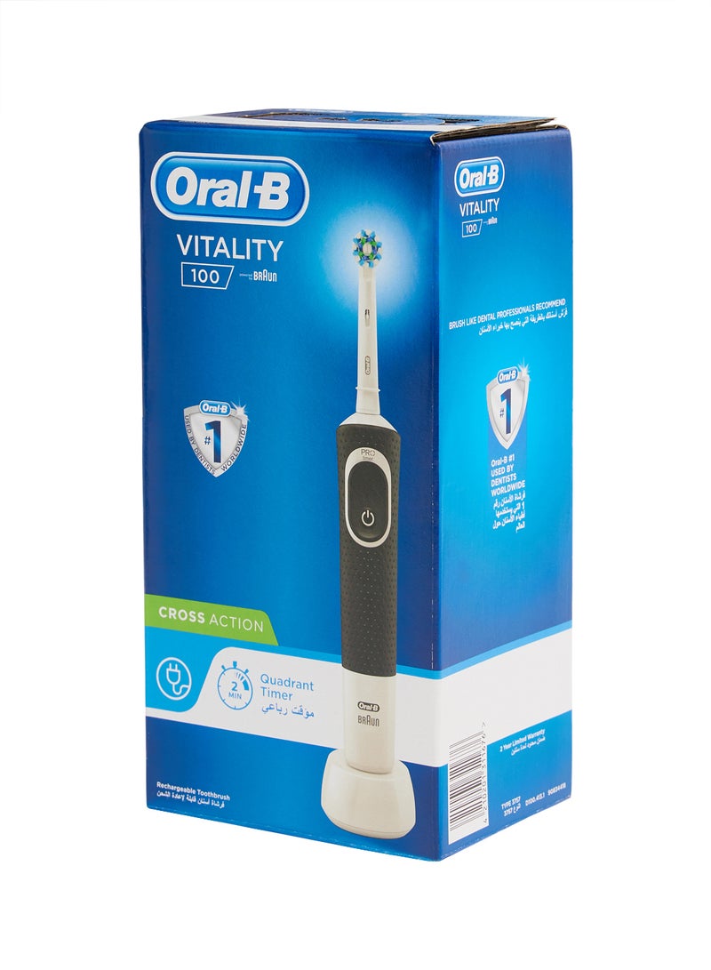 Oral-B Vitality 100 Electric Toothbrush for Whiter Teeth, Black Color, Black Color, Rechargeable, with Built-in Timer Black - Image 2