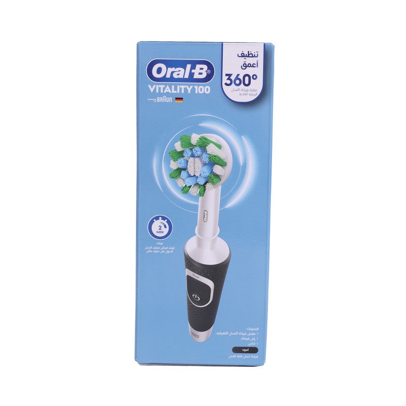 أورال بي فرشاة أسنان فيتاليتي 100 كهربائية قابلة للشحن باللون الأسود أسود - Image 1