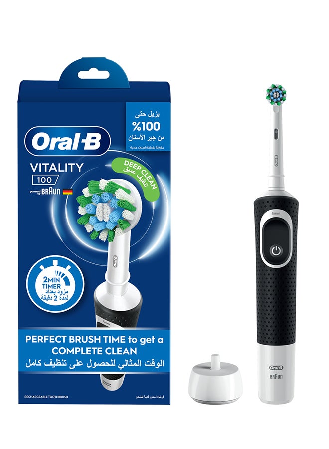 Oral-B Vitality Cross Action Rechargeable Electric Toothbrush, 1 Count Black - Image 1