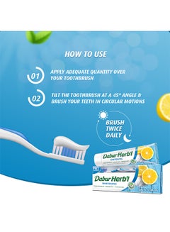 Dabur Herbal Whitening Toothpaste, 150g + Toothbrush Free Pack of 3 150grams  - Image 5