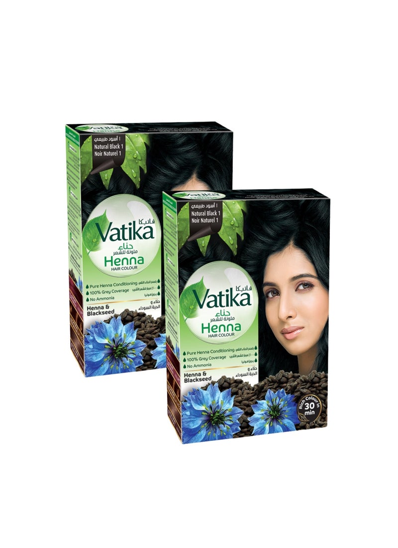 VATIKA Natural Black Henna Hair Colour Pack of 2 Natural Black - Image 1