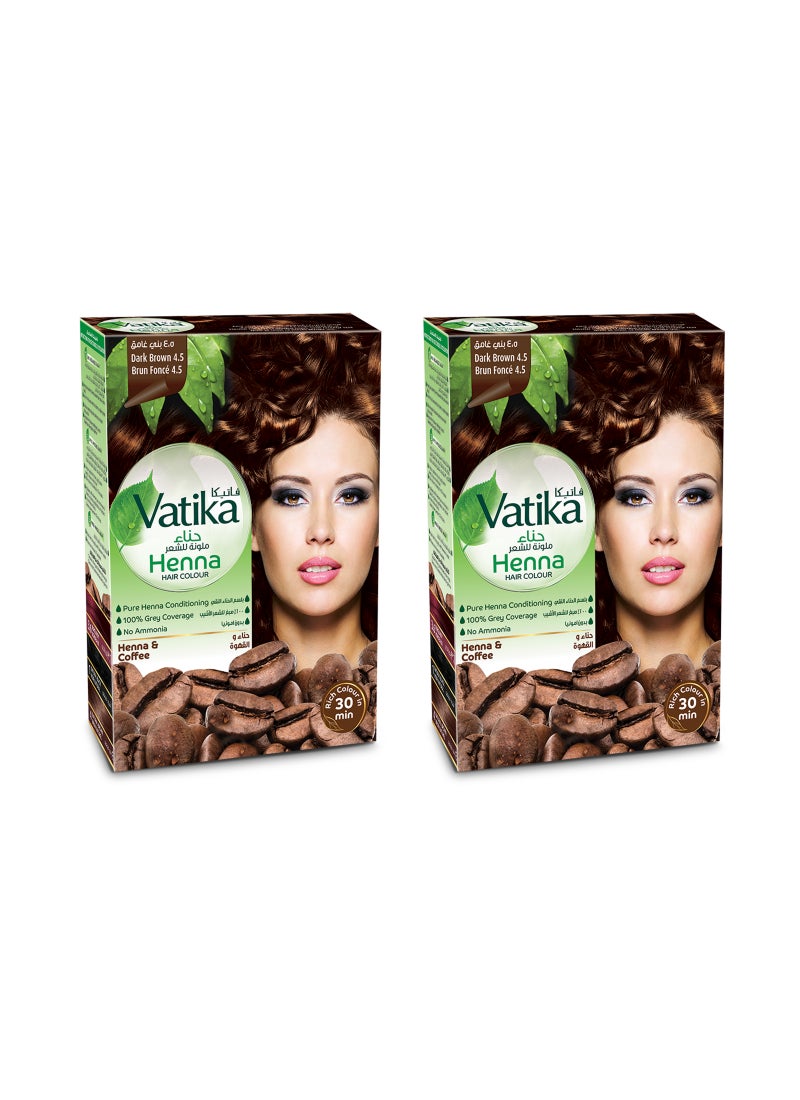 VATIKA Dark Brown Henna Hair Colour Pack of 2 Dark Brown - Image 1