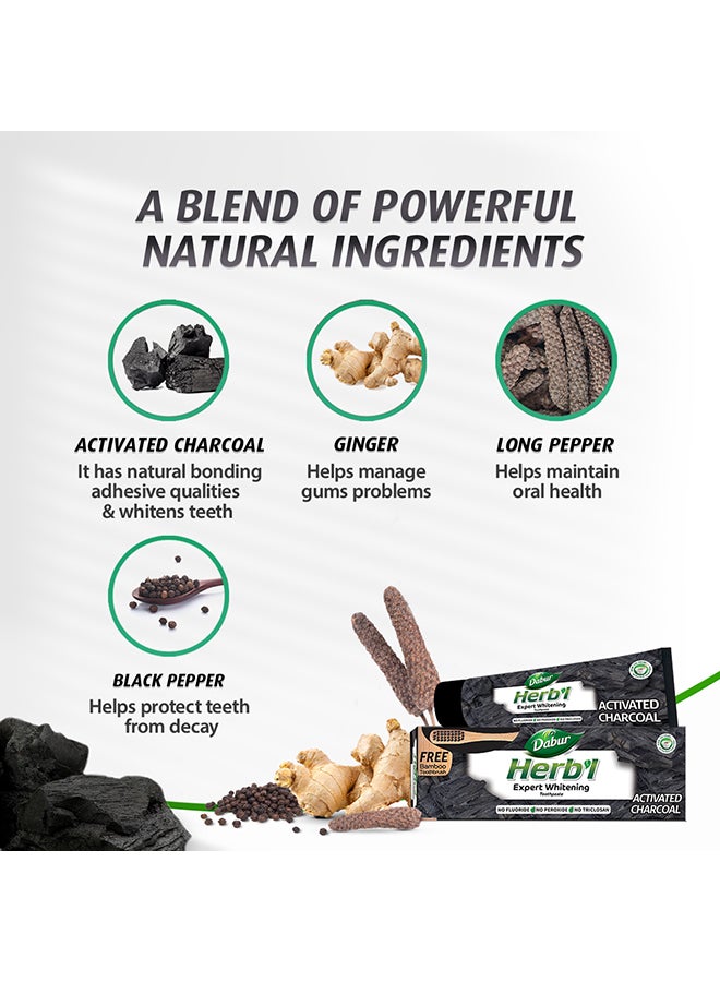 Dabur - Herbal Activated Charcoal Toothpaste With Bamboo Toothbrush 150.0grams - Image 1