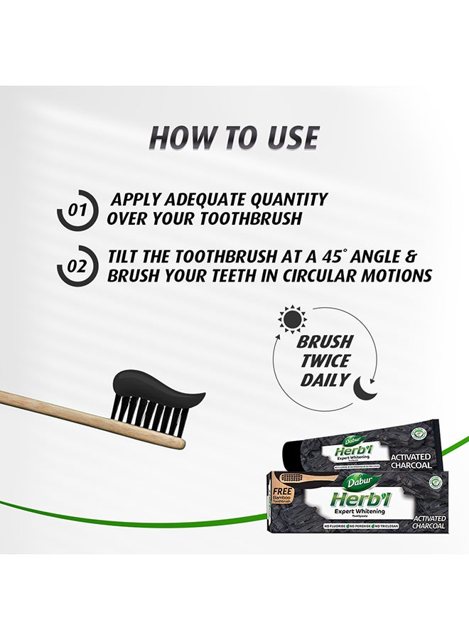 Dabur - Herbal Activated Charcoal Toothpaste With Bamboo Toothbrush 150.0grams - Image 1