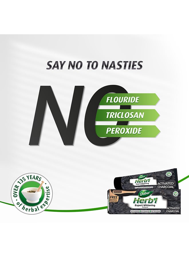 Dabur - Herbal Activated Charcoal Toothpaste With Bamboo Toothbrush 150.0grams - Image 1