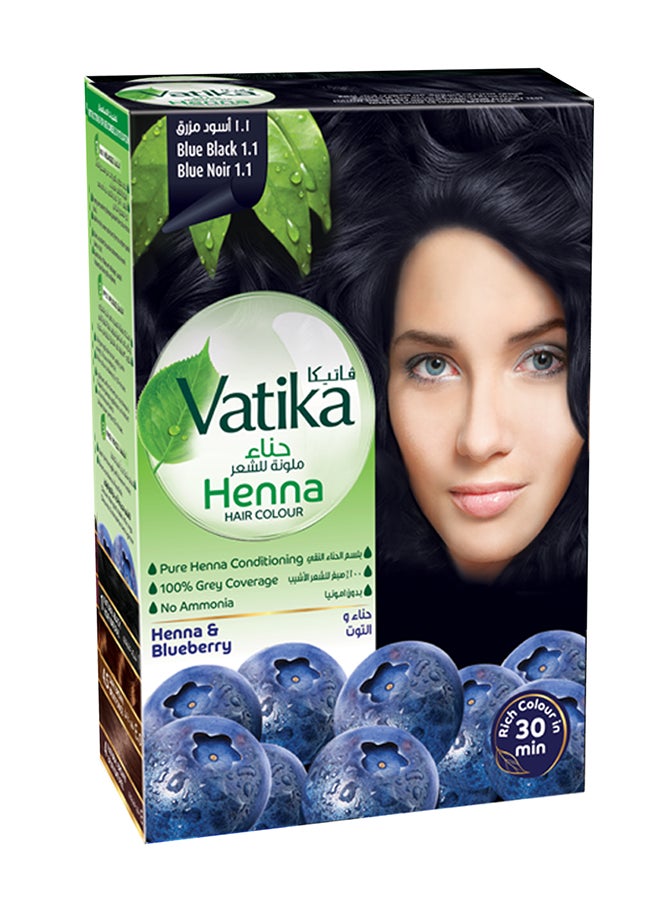 VATIKA Henna And Blueberry Hair Colour, Pack Of 6 Blue Black 10grams  - Image 1