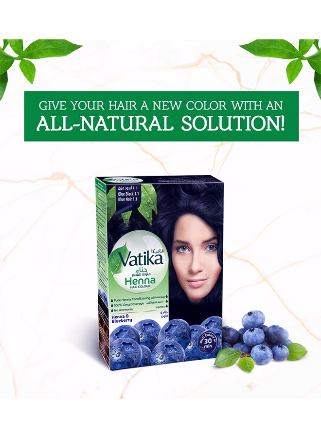VATIKA Henna And Blueberry Hair Colour, Pack Of 6 Blue Black 10grams  - Image 2
