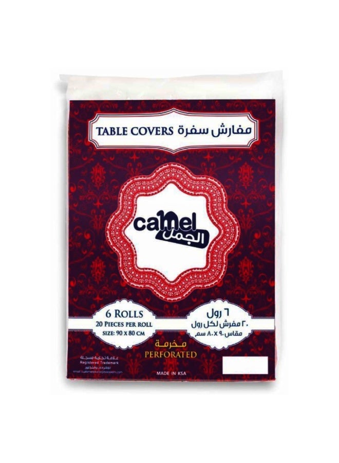 camel Table Covers, 90×80cm × 6 Rolls White 