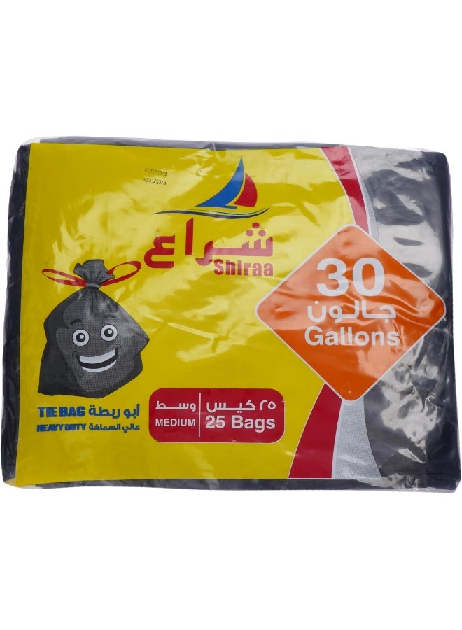 Shiraa Heavy Duty Trash Bag, Medium Size, 30 Gallons, 25 Bags Black  - Image 3