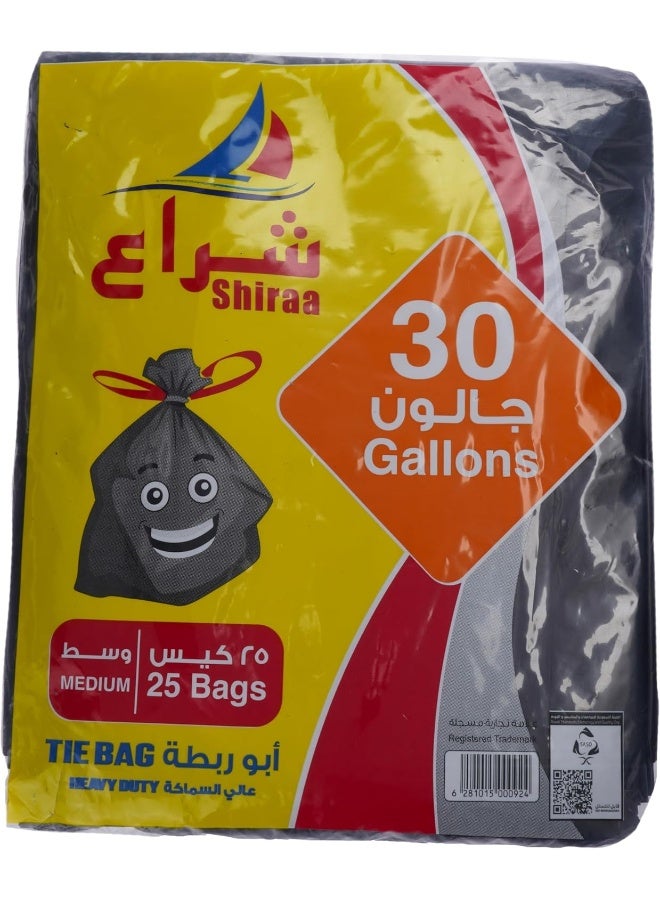 Shiraa Heavy Duty Trash Bag, Medium Size, 30 Gallons, 25 Bags Black  - Image 4