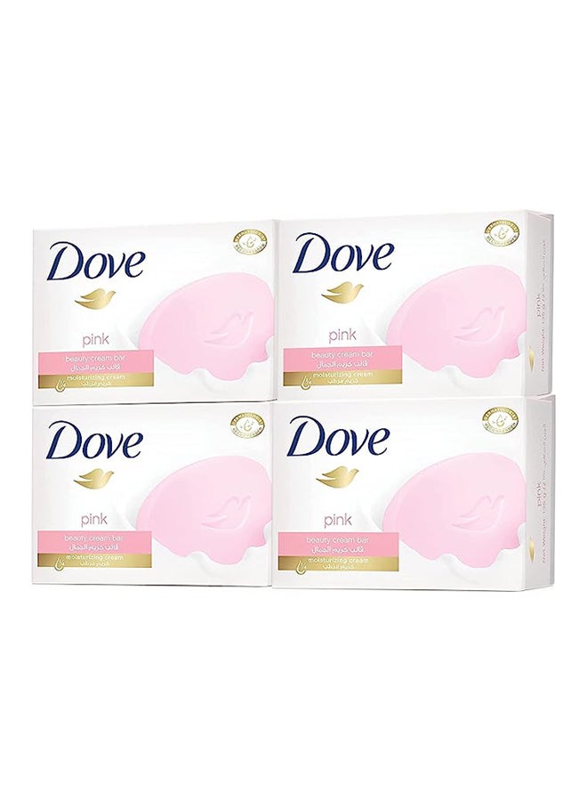 دوف صابون مرطب بتركيبة مغذية لجميع أنواع البشرة مع ربع كريم مرطب، عبوة مكونة من 4 قطع وردي وردي 125جرام - Image 1