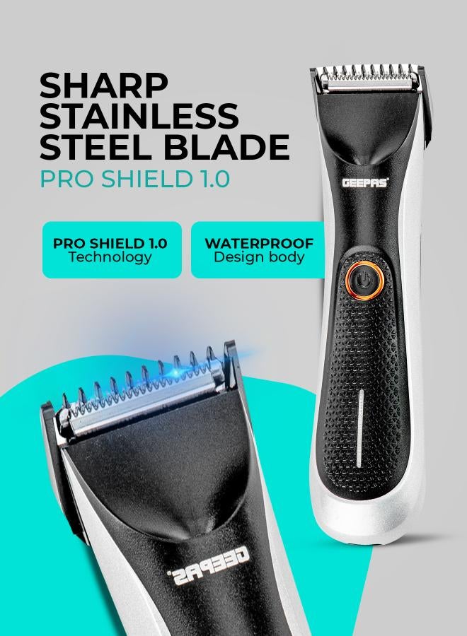 Professional Beard Trimmer With Pro Shield 1.0 Technology, Beard Trimmer with High Capacity Battery and Waterproof Design Black