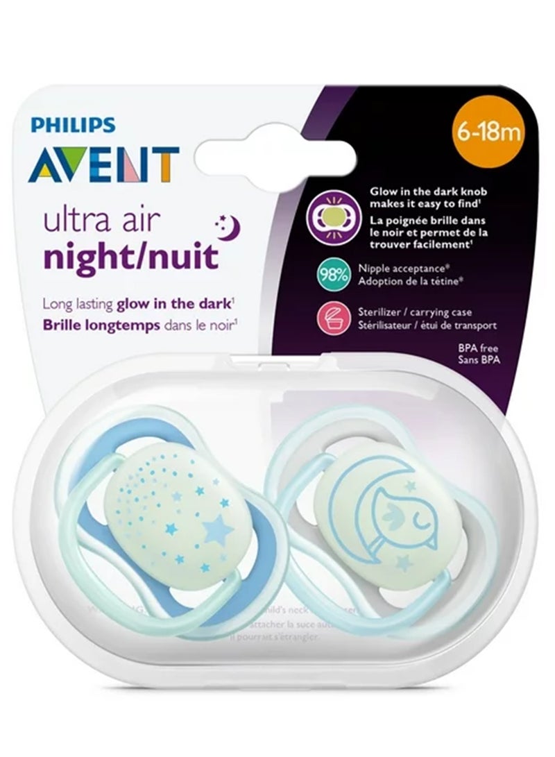 2 - Pieces Ultra Air Night Buddy Bear Soft Baby Pacifier Set For 6M Plus - White And Blue - pnsku/N40793357A/45/_/1724247027/5c7483c5-3010-452c-aec2-30eb1a89f64f