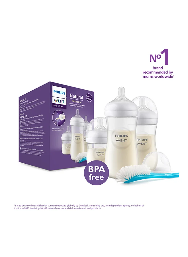 Philips Avent طقم زجاجات رضاعة مضادة للمغص بحلمات من السيليكون فائق النعومة، للأطفال حديثي الولادة، مناسب من عمر يوم فما فوق - لون شفاف/أزرق