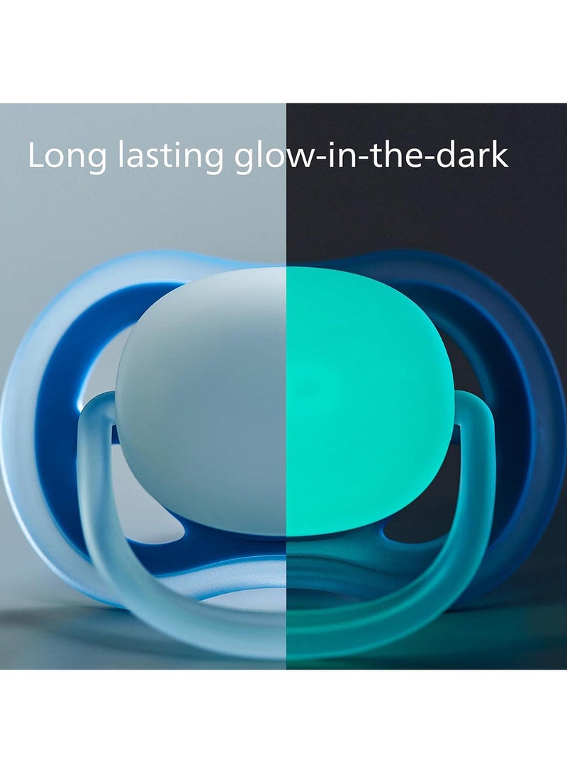PHILIPS AVENT - Pack Of 2 Ultra Air Night Soft Pacifier Set, BPA-Free For 0-6 Months, Clear - SCF376/11 - Image 1