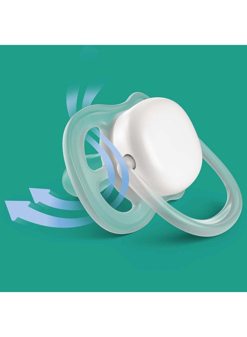 PHILIPS AVENT - Pack Of 2 Ultra Air Night Soft Pacifier Set for 0-6 Months, Assorted Color - SCF376/12 - Image 1