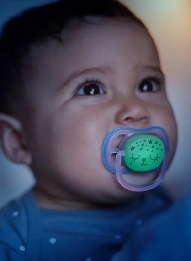 Philips Avent مجموعة لهاية ألترا إير الليلية الناعمة لحديثي الولادة حتى 6 أشهر وردي/أزرق من قطعتين - طراز SCF376/12