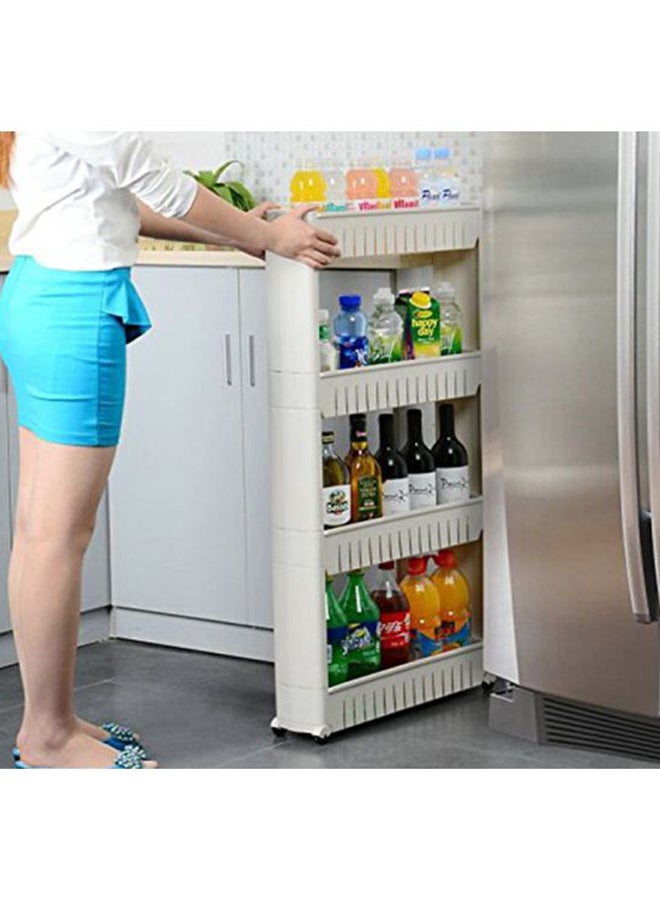 حامل تخزين عمودي بتصميم رفيع قابل للانزلاق مزوّد بعجلات ومكون من 4 رفوف أبيض/ أسود 102x55x15سم - Image 3