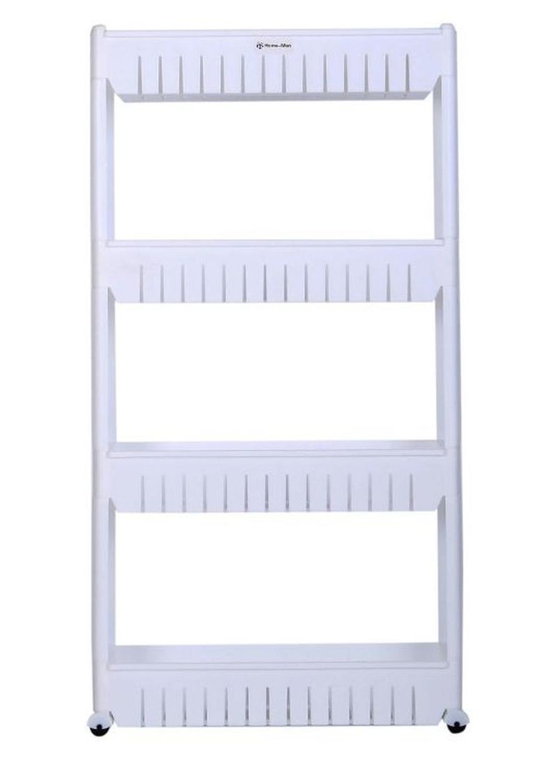حامل تخزين عمودي بتصميم رفيع قابل للانزلاق مزوّد بعجلات ومكون من 4 رفوف أبيض/ أسود 102x55x15سم - Image 1