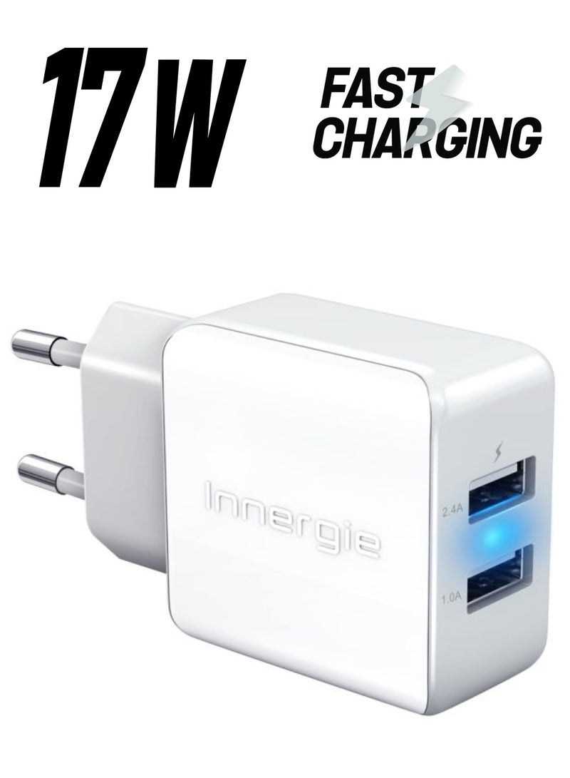 إينيرجي شاحن جداري بمنفذي USB أبيض - Image 1