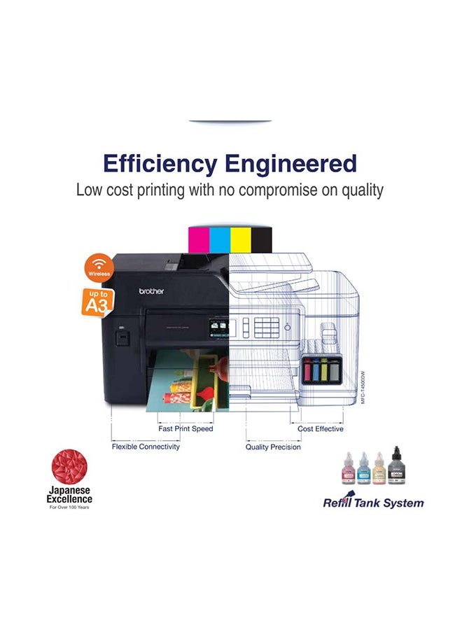 brother MFC-T4500DW A3 All in One Wireless Colour Ink Tank Printer | Auto 2-sided Print | 50 Sheets ADF | Print, Scan, Copy, Fax | Up to 22/20 ipm (Mono/Color) | WiFi And High Speed USB - Black  - Image 4
