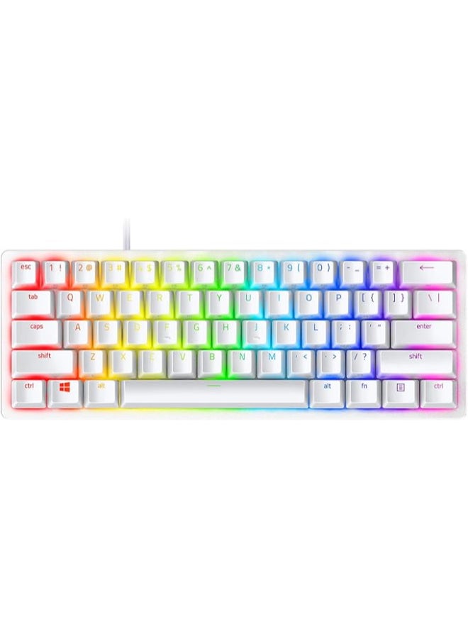 Razer Huntsman Mini 60% Gaming Keyboard (Purple Switch): Fast Keyboard Switches, Clicky Optical Switches, Chroma RGB Lighting, PBT Keycaps, Onboard Memory - Mercury White I RZ03-03390300-R3M1 - Image 1