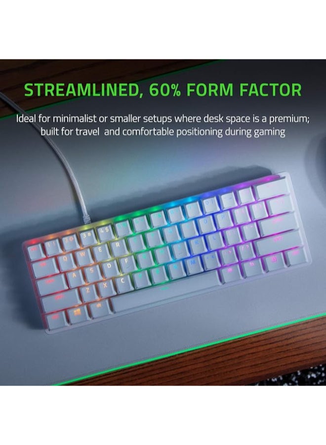 Razer Huntsman Mini 60% Gaming Keyboard (Purple Switch): Fast Keyboard Switches, Clicky Optical Switches, Chroma RGB Lighting, PBT Keycaps, Onboard Memory - Mercury White I RZ03-03390300-R3M1 - Image 2