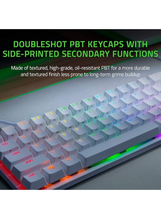 Razer Huntsman Mini 60% Gaming Keyboard (Purple Switch): Fast Keyboard Switches, Clicky Optical Switches, Chroma RGB Lighting, PBT Keycaps, Onboard Memory - Mercury White I RZ03-03390300-R3M1 - Image 3