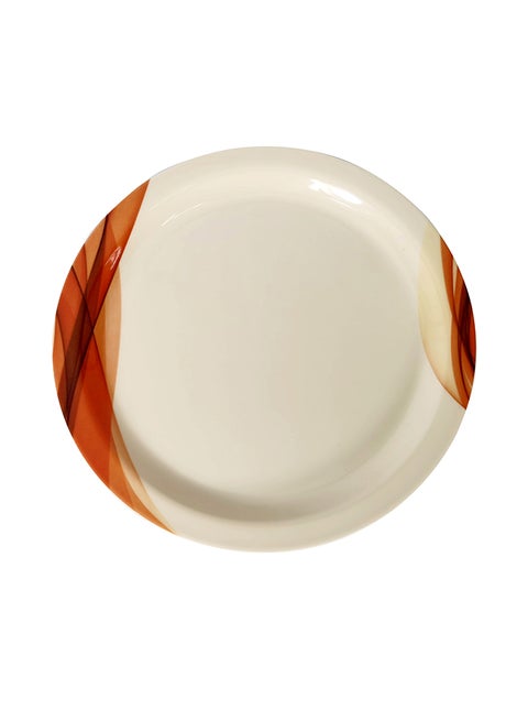 Melamine Printed Dinner Plate Beige/Red 11inch