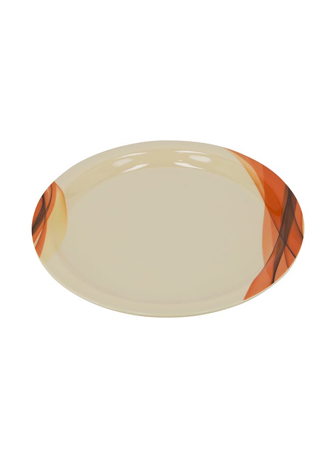 Royalford - Melamine Printed Dinner Plate Beige/Red 11inch - Image 1